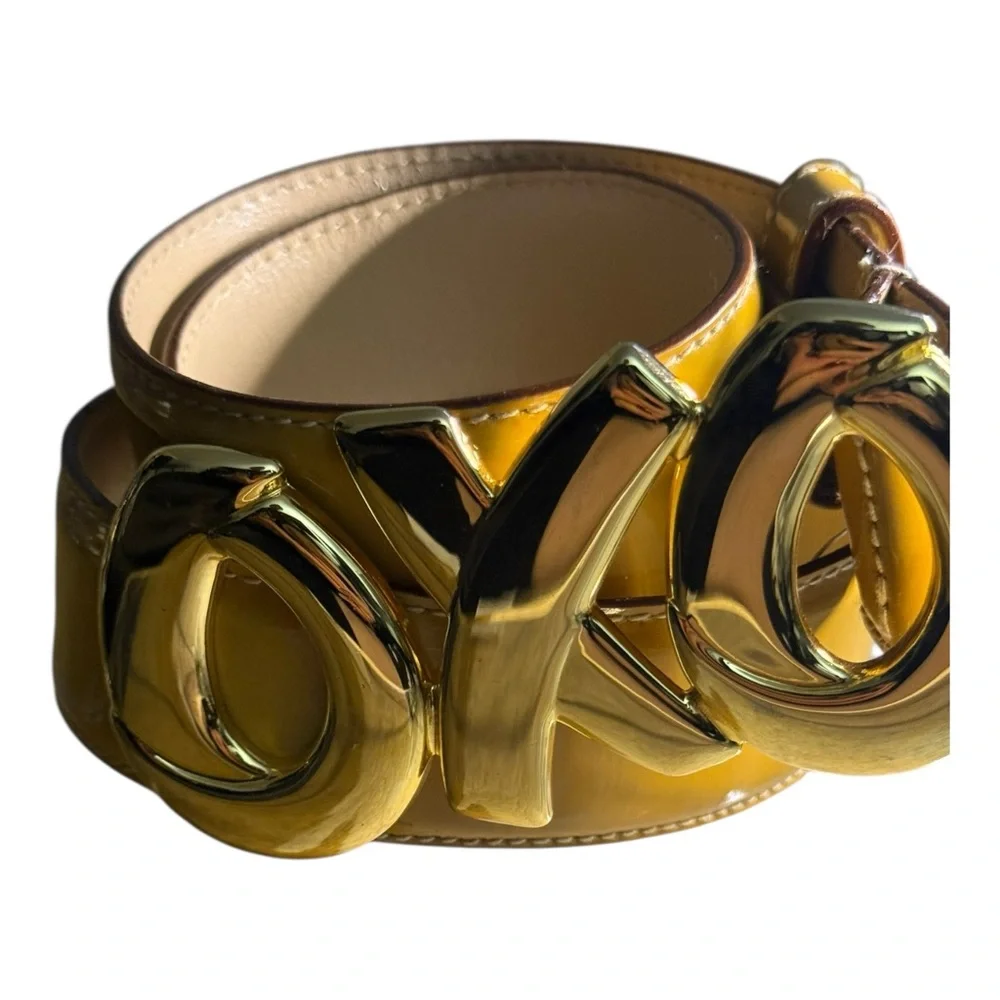 Paloma Picasso Gold and Beige Patent Leather Vintage Belt L/80‎